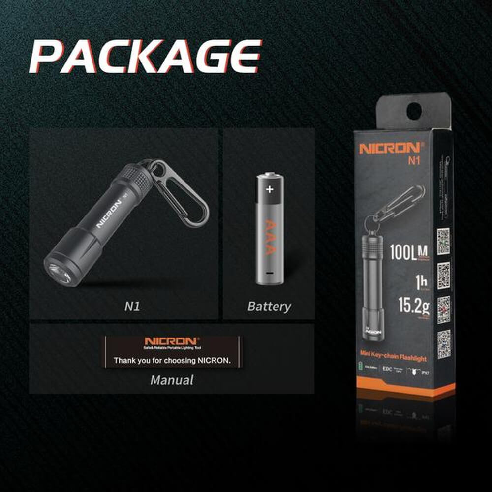 NICRON キーチェーン付きミニフラッシュライト 100LM N1｜うさマート