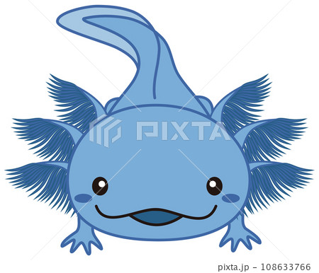 青いウーパールーパーのイラスト Axolotl ブルーのイラスト素材
