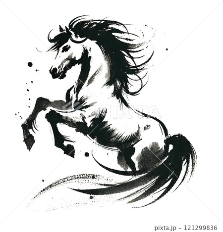 馬の水墨画のイラスト素材 [121299836] - PIXTA