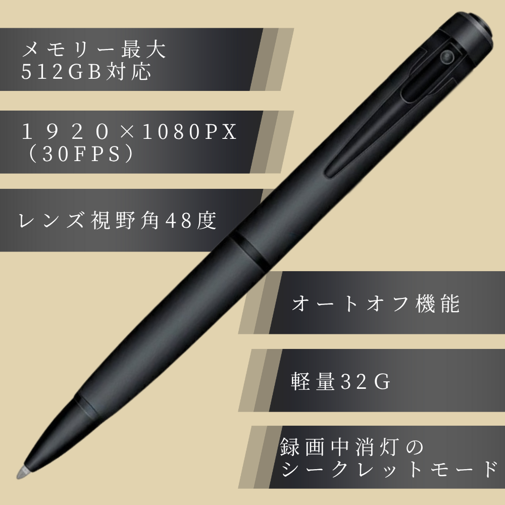 匠ブランド ペン型カメラ ボールペン型小型カメラ 高画質 長時間録画