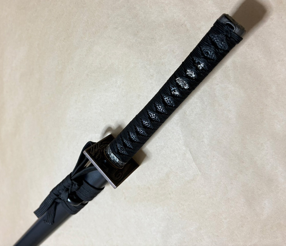 竹光刀 忍者刀（中）違い 拵え｜忍者柄・尖がり鐺（錆焦茶風）・軽量