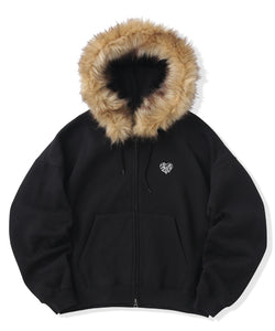 Heart logo Fur zip hoodie – That's life online store