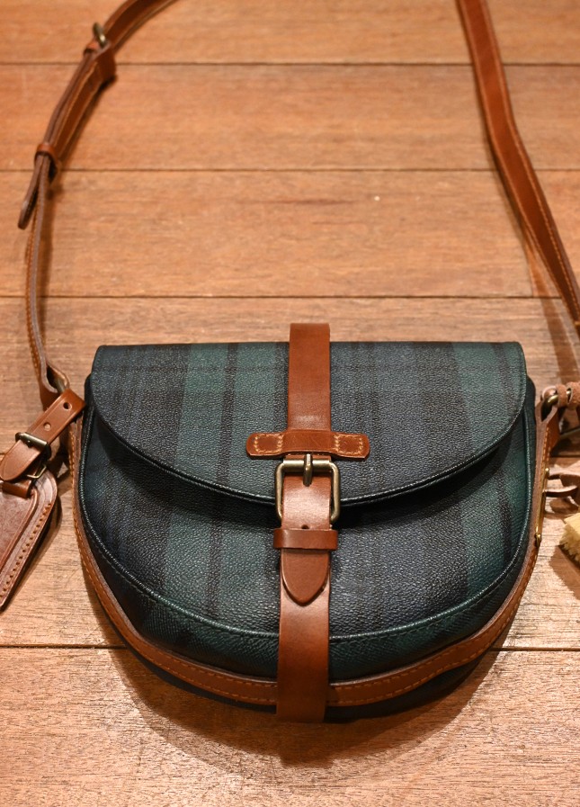 EXCELLENT USED) 90s ポロラルフローレン PVC×レザー ブラックウォッチ