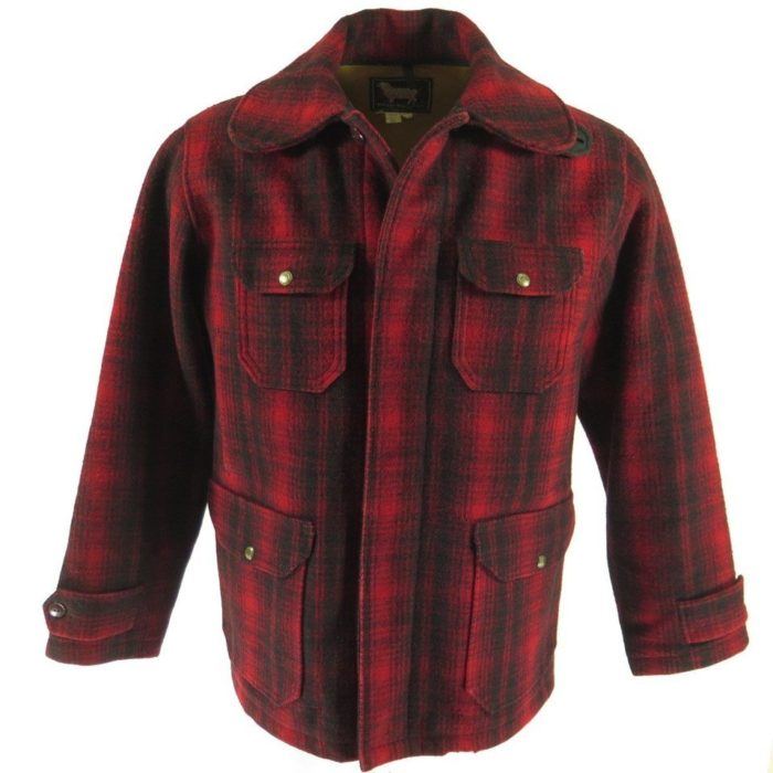 Vintage 60s Woolrich Hunt Field Coat Jacket 42 Shadow Plaid Wool