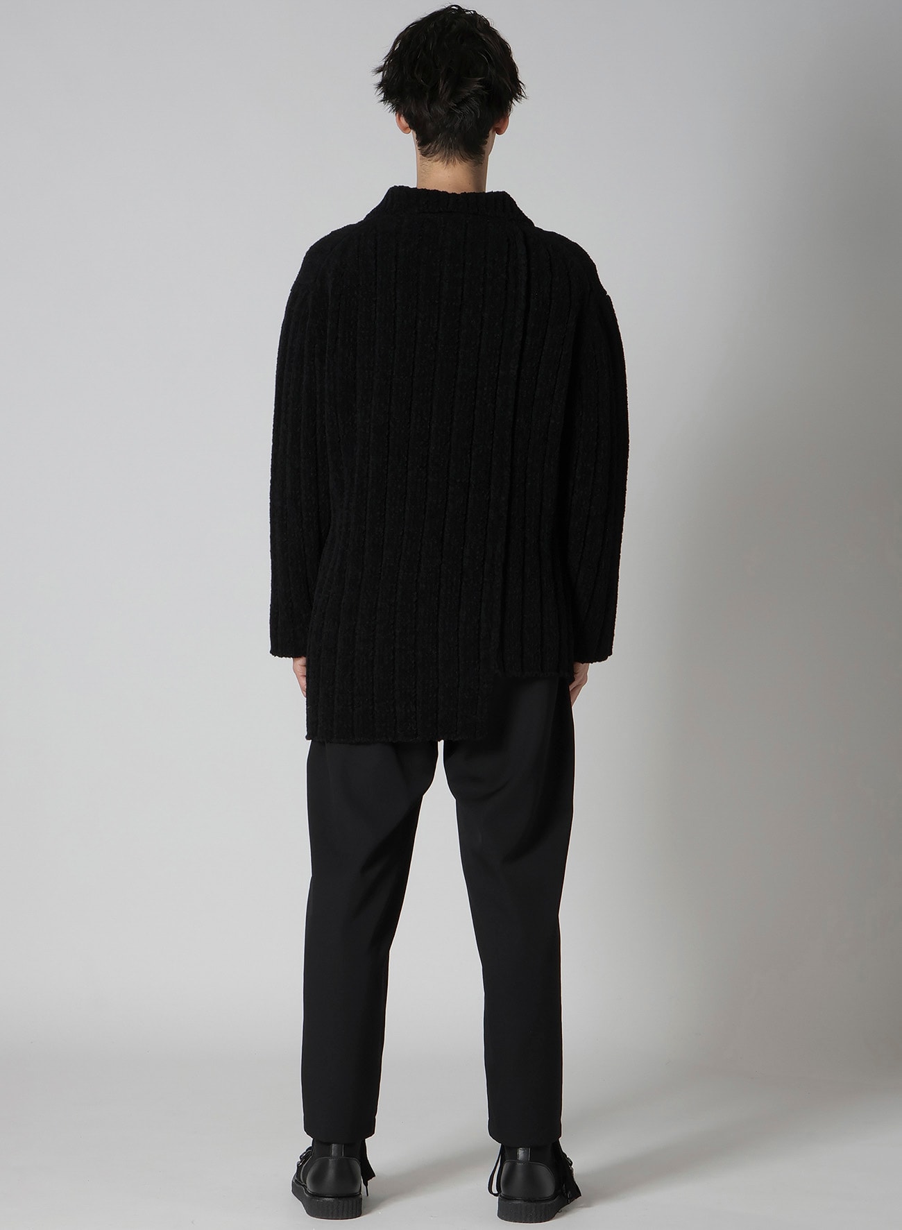 3G4 RIB 3BUTTON DRIVERS KNIT CARDIGAN(FREE SIZE Black): Vintage