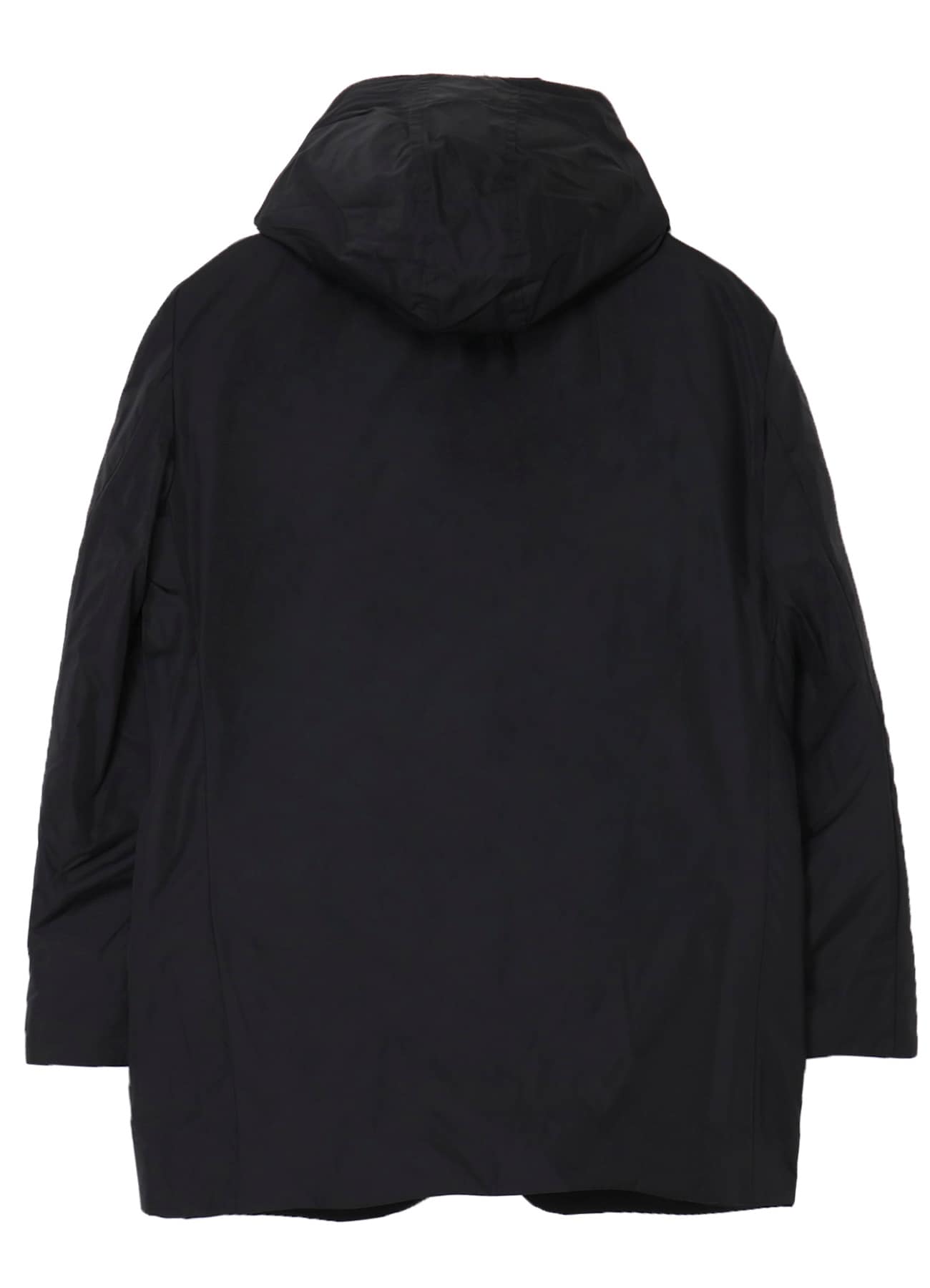 WOOL GABARDINE DIAGONAL PADDED HOODED JACKET(S Black): Soldes｜THE
