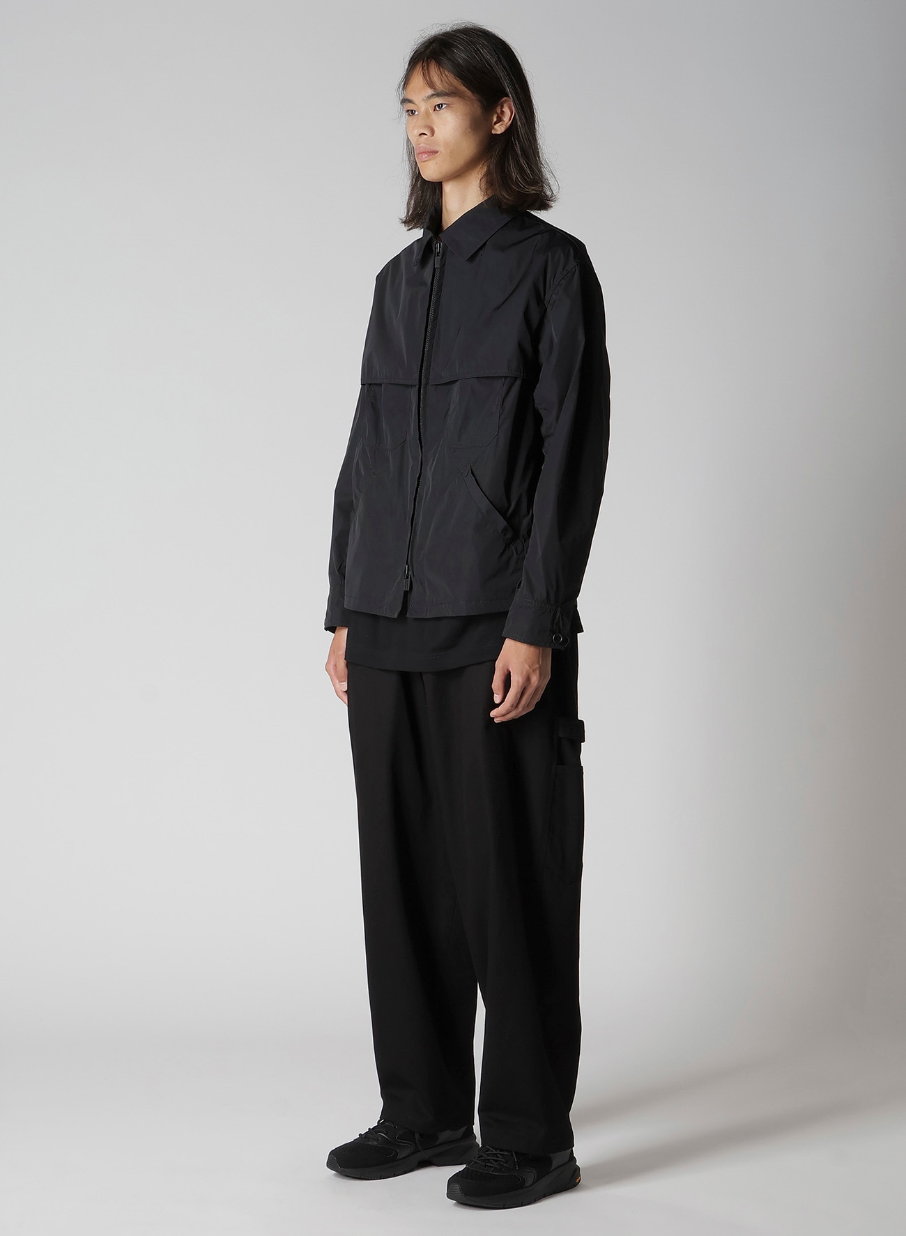 NYLON TAFFETA CHAIN STITCH SHIELD BLOUSON(S Black): Y's for men