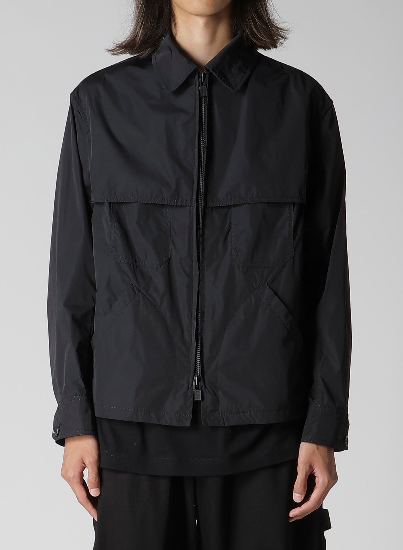 NYLON TAFFETA CHAIN STITCH SHIELD BLOUSON(S Black): Y's for men