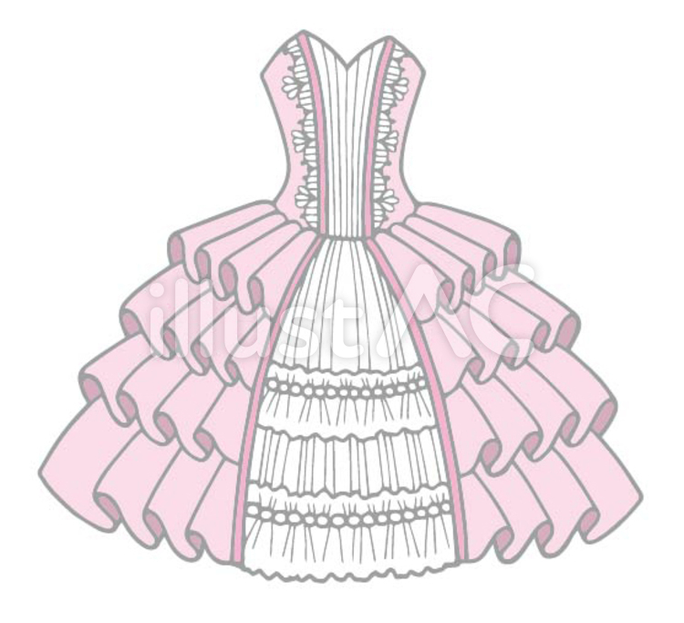 ピンクフリルドレスイラスト - No: 354453｜無料イラスト・フリー素材
