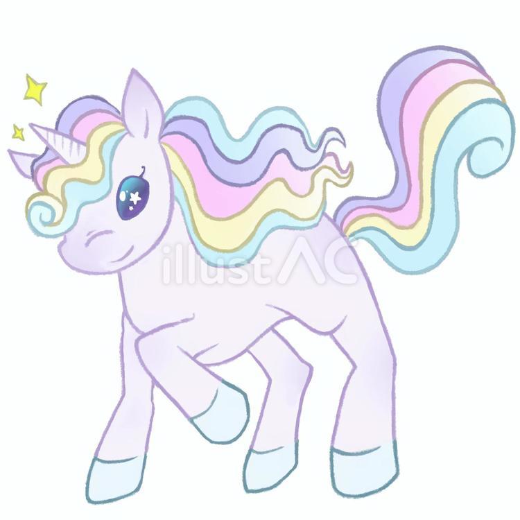 レインボーカラーのユニコーン 紫イラスト - No: 23950355｜無料