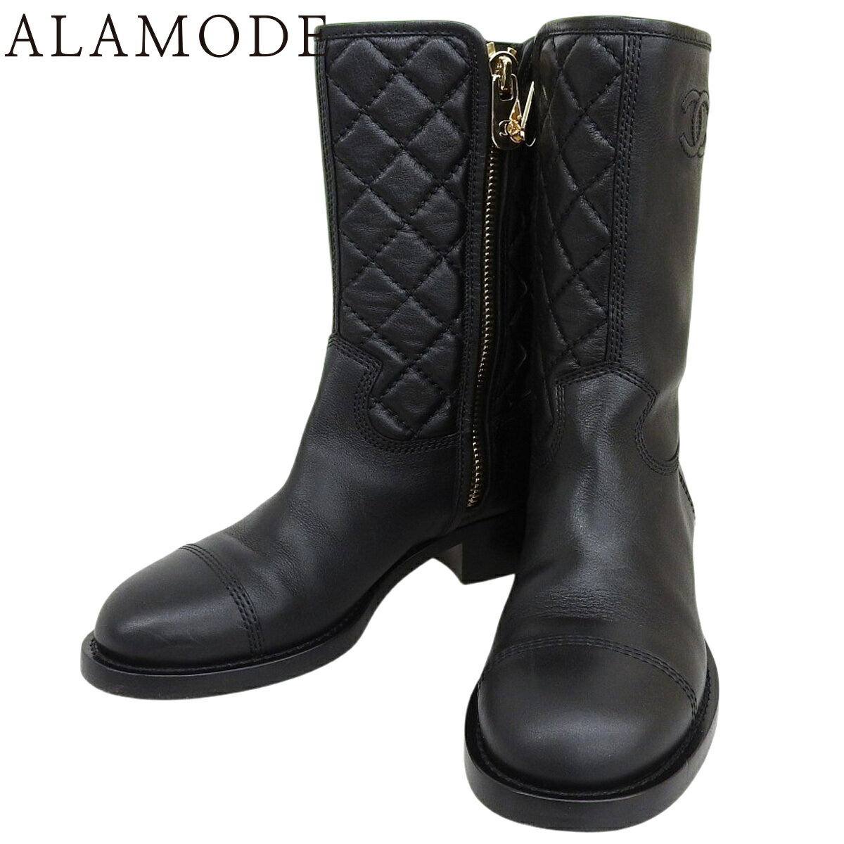 Minmin プロフィール必読 ブーツ 黒CHANEL シャネル 36 org.jpg