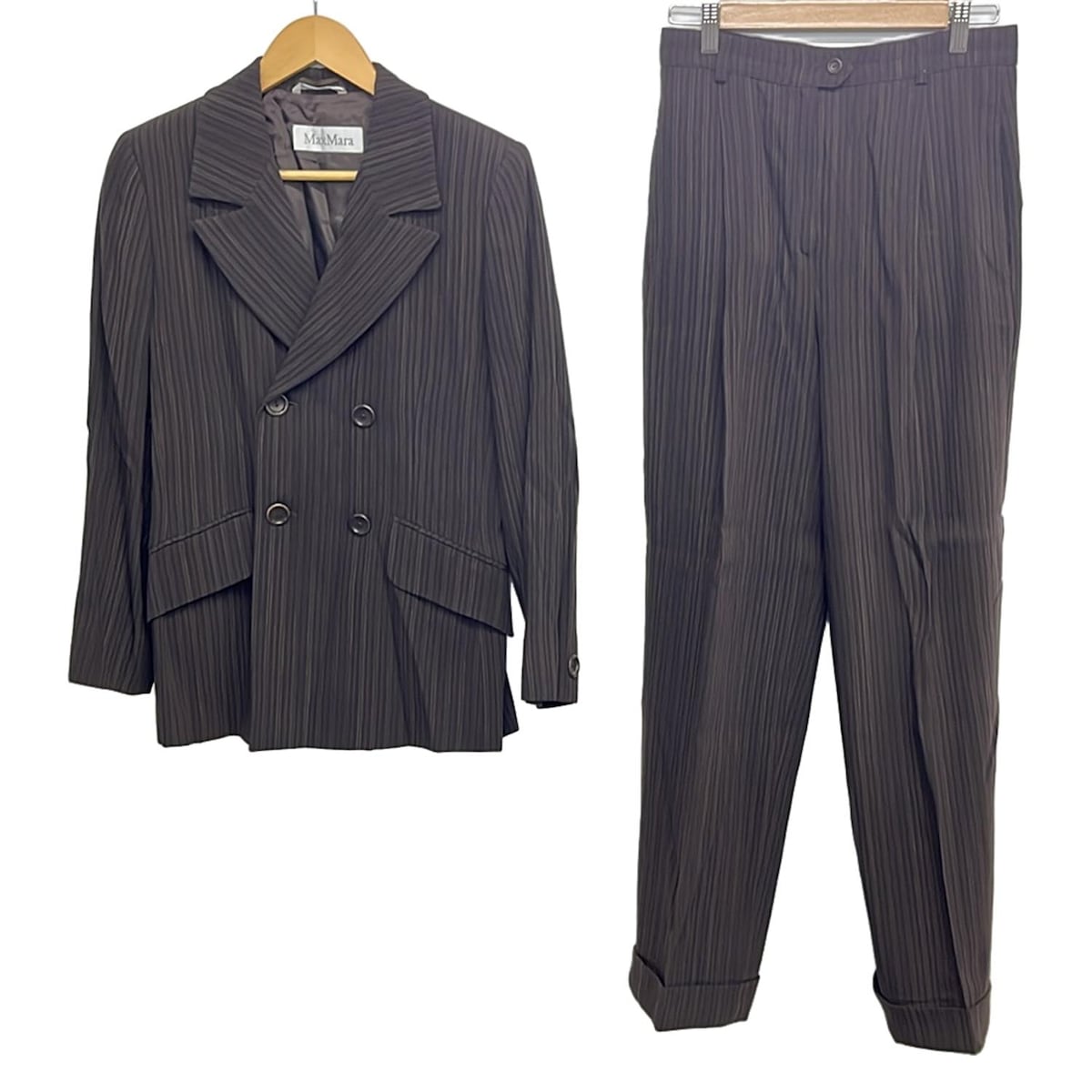新品◇マックスマーラ M 紺ブレ パンツスーツ セットアップ 金ボタン