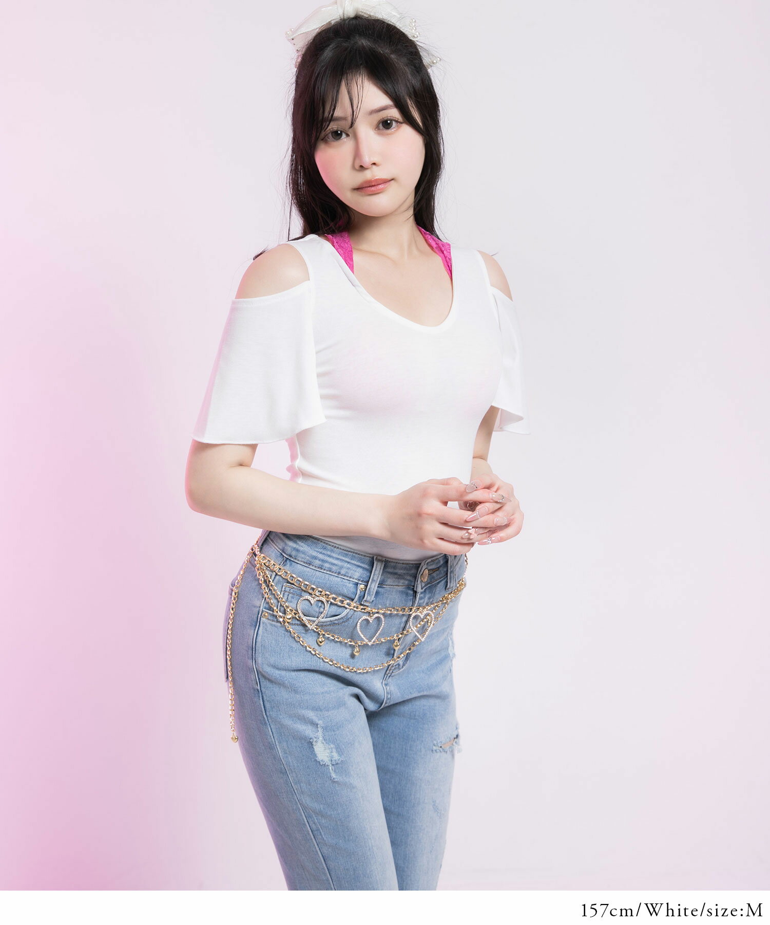 楽天市場】背中開きビジューバックルセクシーリボン姫ギャルトップス