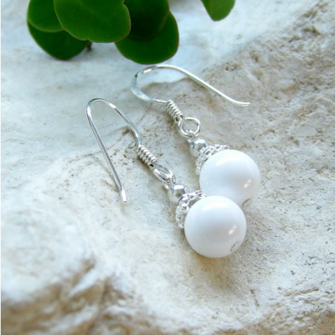 楽天市場】ホワイトアゲート ピアスの通販