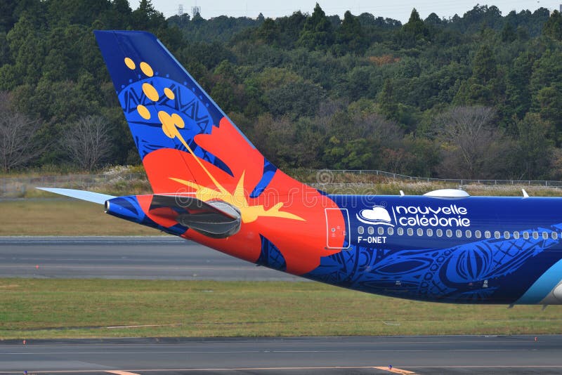 Aircalin Airbus A330-900 (F-ONET) Vertical Fin. Editorial Stock