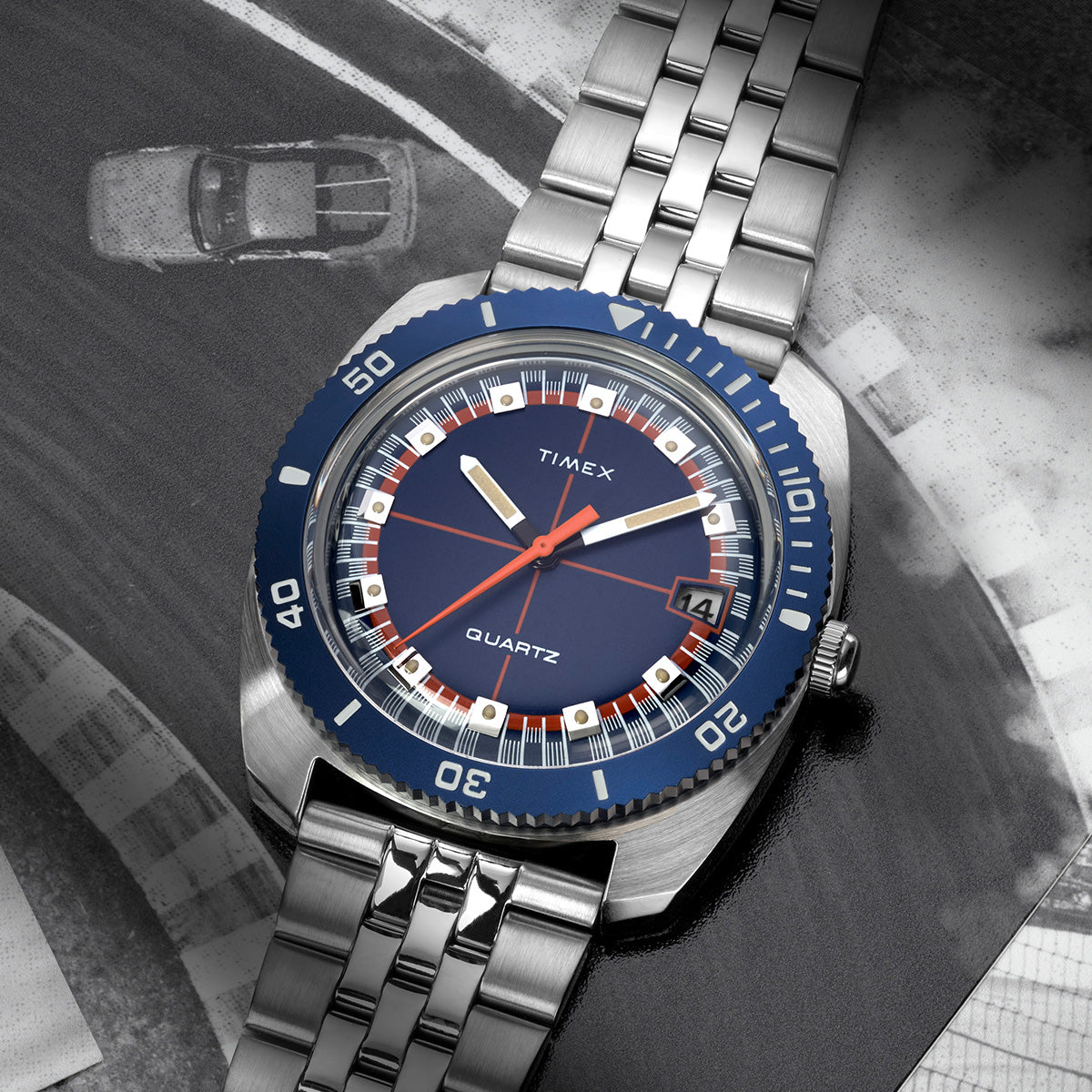 Q Timex® 1971 Velocity 36mm Stainless Steel Bracelet Watch