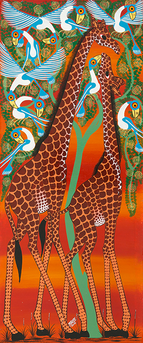 キリンのカップル/鳥 - ティンガティンガオンラインショップ