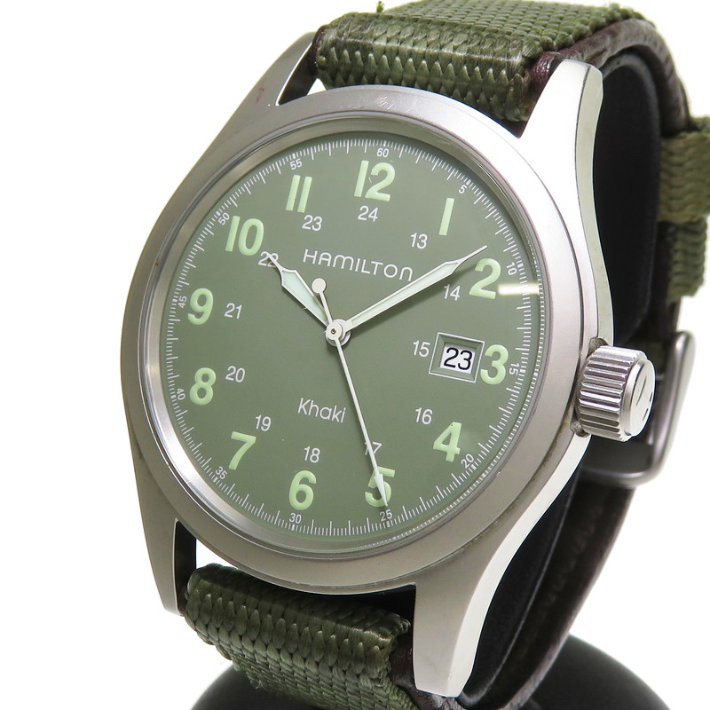楽天市場】【HAMILTON/ハミルトン】 000092 カーキ ラウンドデイト