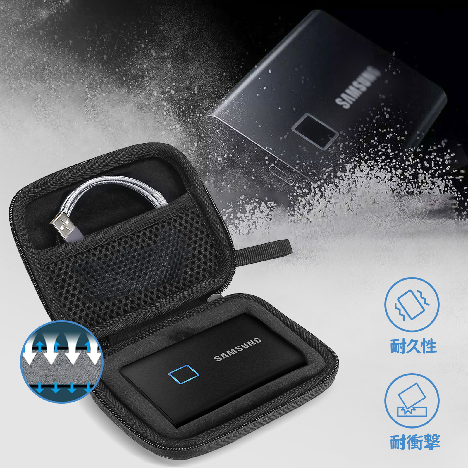 楽天市場】ProCase Samsung T7/ T7 Touch ケース ポータブルSSD収納EVA