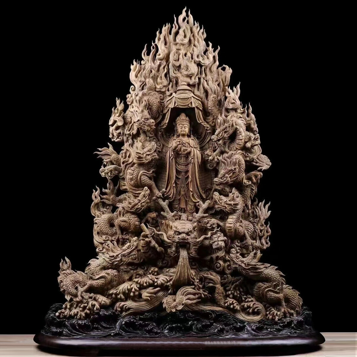 楽天市場】【天然沈香木彫】九龍観音菩薩立像 仏教美術 仏像 仏教工芸