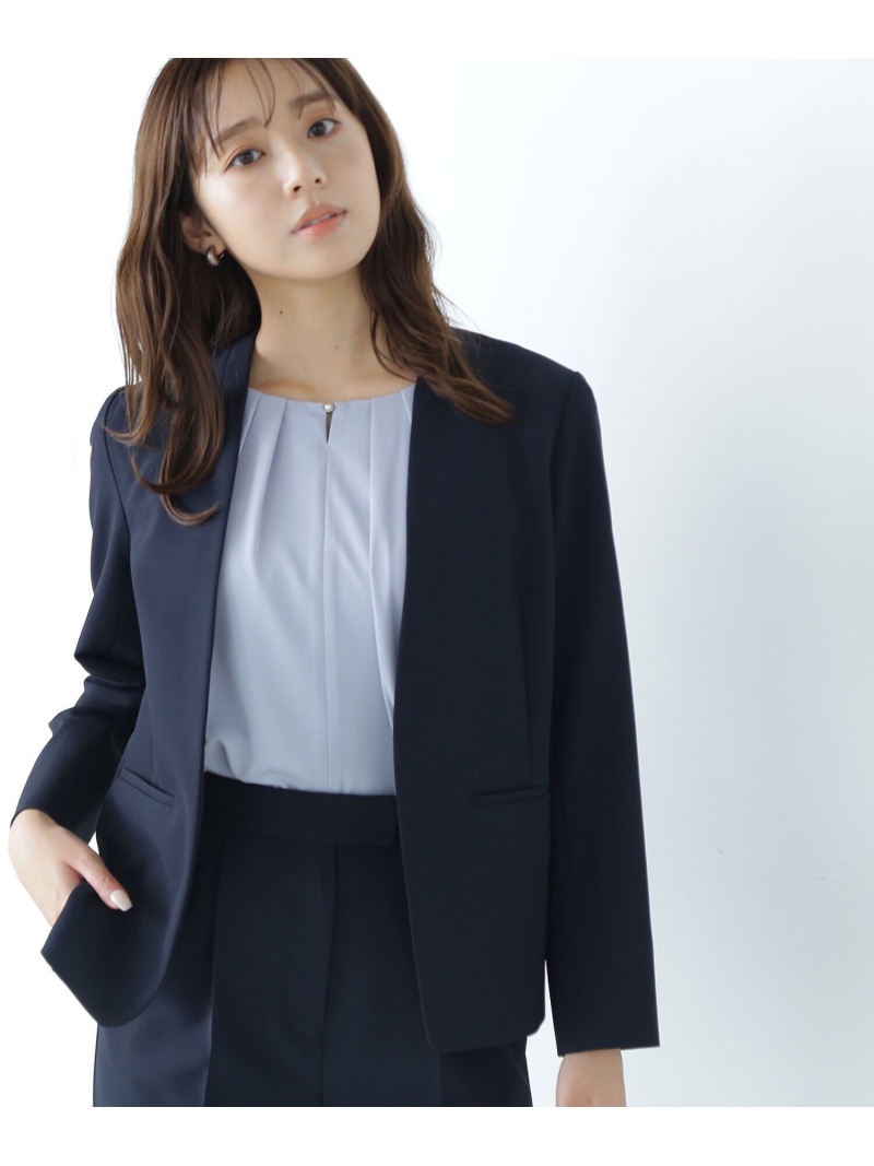 楽天市場】＜Peストレッチツイルセットアップ＞ ノーカラージャケット