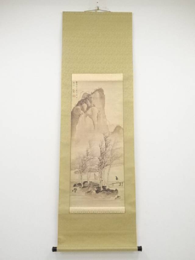 模写/谷文晁/山水図/山水人物図/虎渓三笑図/掛軸/名家伝来/AH-724