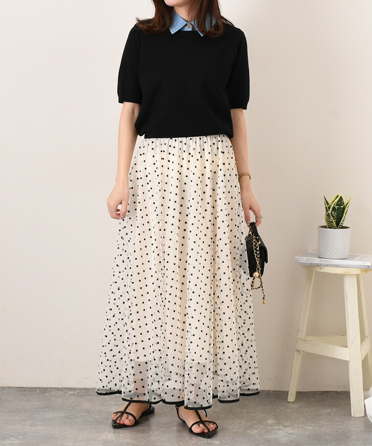 楽天市場】最大1000円OFFクーポン配布☆フロッキードット柄マキシ丈