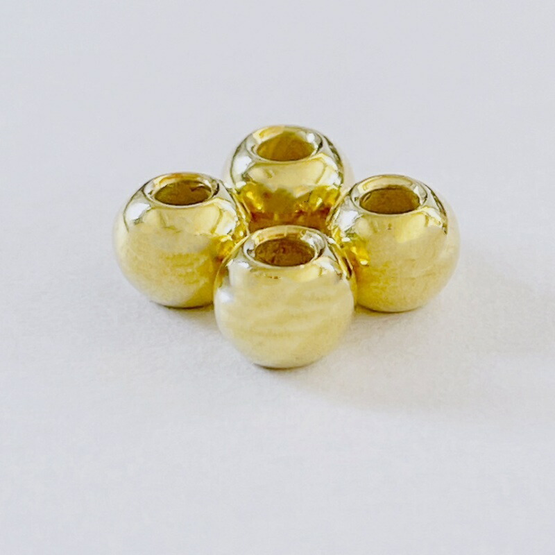 楽天市場】K18全金ビーズ S 横4.4mm高さ3.5mm 渦無 4個 : Fashion Bonita