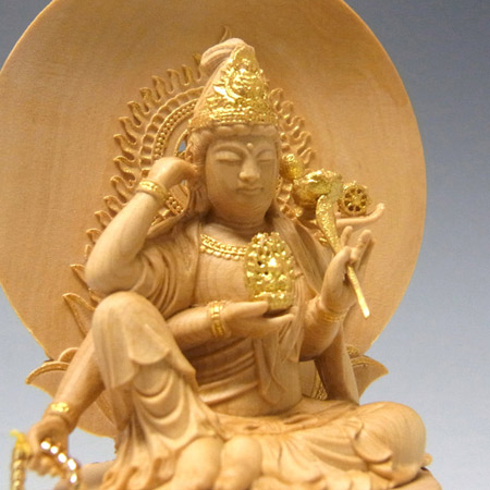 楽天市場】木彫り 仏像 金彩如意輪観音 坐像 高さ10.5cm 柘植製 本格