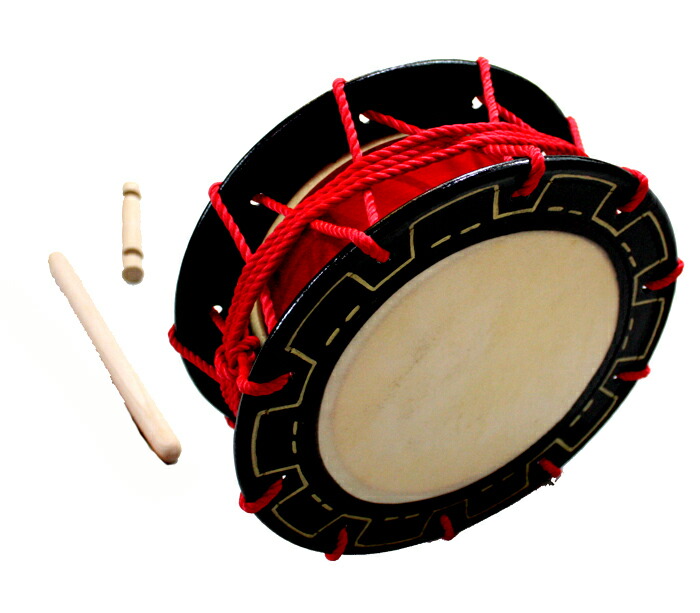 楽天市場】締め太鼓 赤牛皮 直径25cm×高さ11cm エイサー用バチ1本