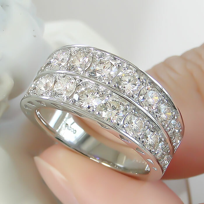 楽天市場】pt900【2.0ct】ダイヤモンド 2連 エタニティリング送料無料