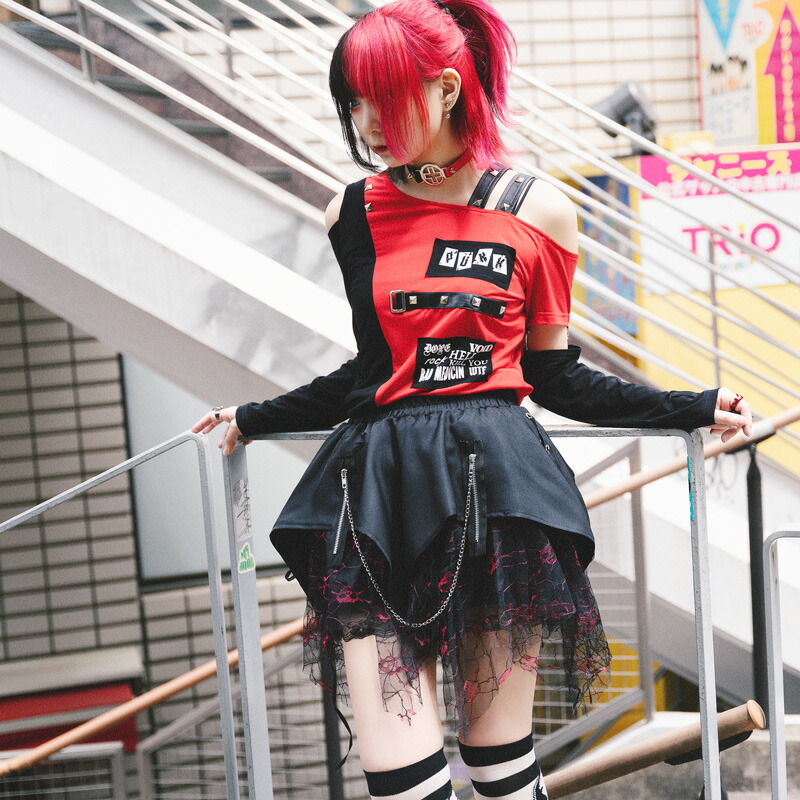 楽天市場】NEWスカルスカート パンク スカート ロック ファッション V