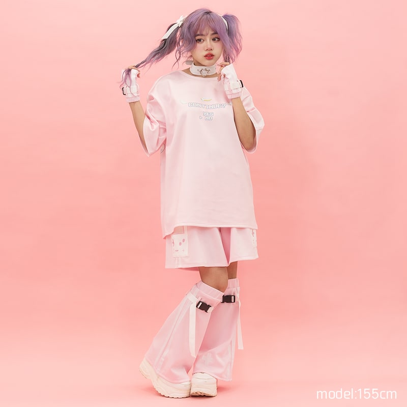 楽天市場】GAME OVER Tシャツ ピンク ジャージ 半袖 原宿 原宿系