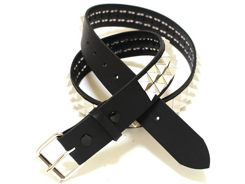 楽天市場】666 2連ピラミッド スタッズベルトの通販