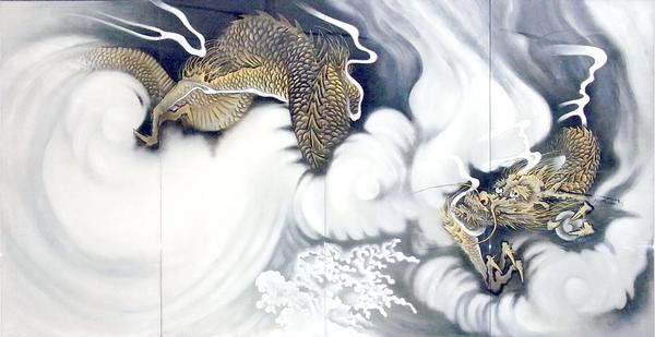 楽天市場】漆絵 円山応挙の名作「雲龍図」左隻 NH214L : 絵画制作専門