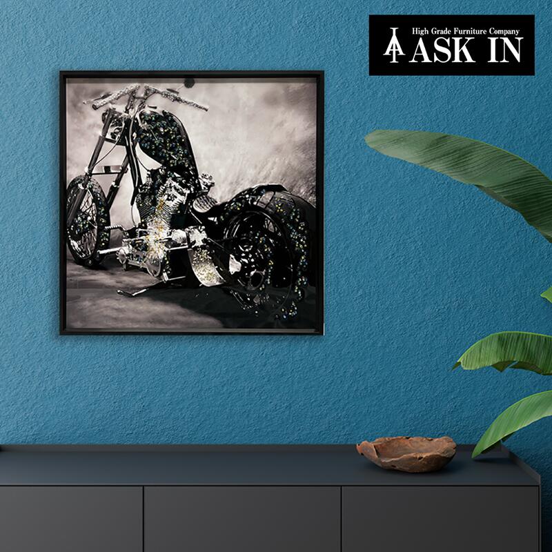 楽天市場】【国内限定4枚のみ】クリスタルアート モノクロバイク