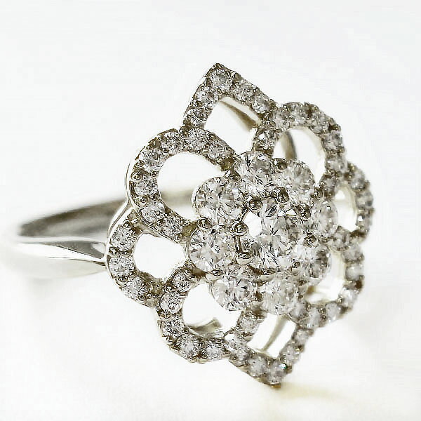 楽天市場】k18 ダイヤモンド 0.7ct リング 指輪 フラワー 花 取り巻き