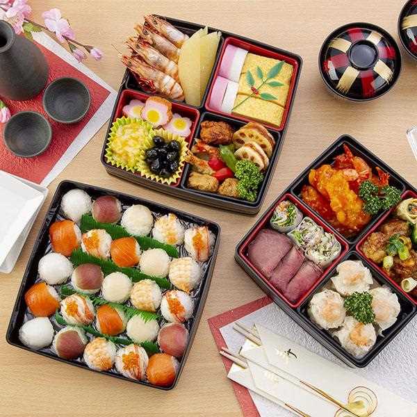 楽天市場】一段重 彩り御膳 ブラック 21.9×21.9×高さ7.3cm : 100円雑貨