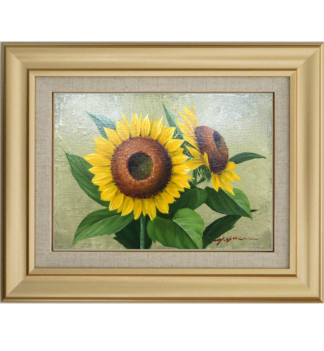 楽天市場】手描き 油絵 額入り油彩画 向日葵 F6サイズ ひまわり