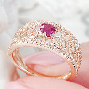 楽天市場】K18WG/YG/PG ハートシェイプ ルビー ダイヤモンド リング