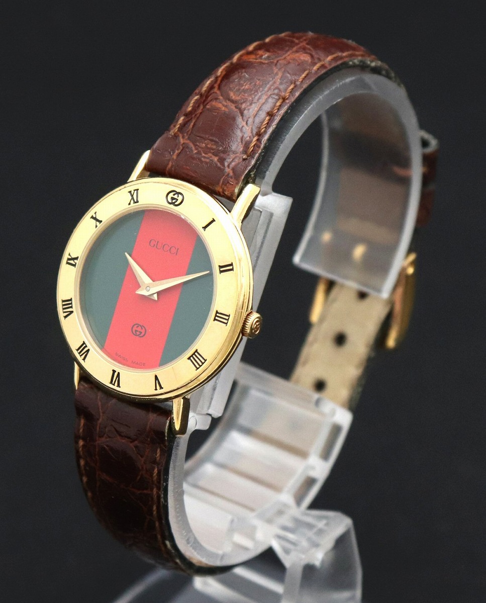 楽天市場】【ウォッチ】GUCCI グッチ シェリーライン文字盤 クロコ革