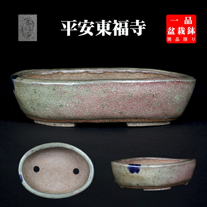 楽天市場】盆栽鉢 「東福寺水均釉窯変楕円鉢」 植木鉢 初代 平安東福寺