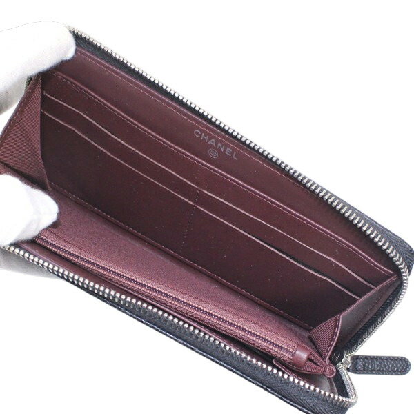 楽天市場】シャネル 長財布 ラウンドファスナー キャビアスキン レザー