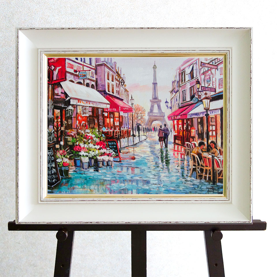 楽天市場】絵画 油彩画 F6号 エッフェル塔の見える街角 渡瀬七生
