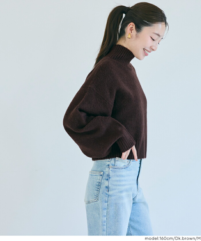 楽天市場】袖バルーンボトルネックニットトップス レディース メール便