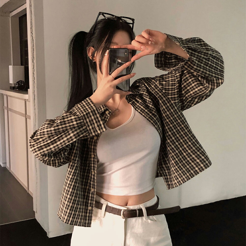 楽天市場】[beidelli made]クロップドチェックシャツ・p633238