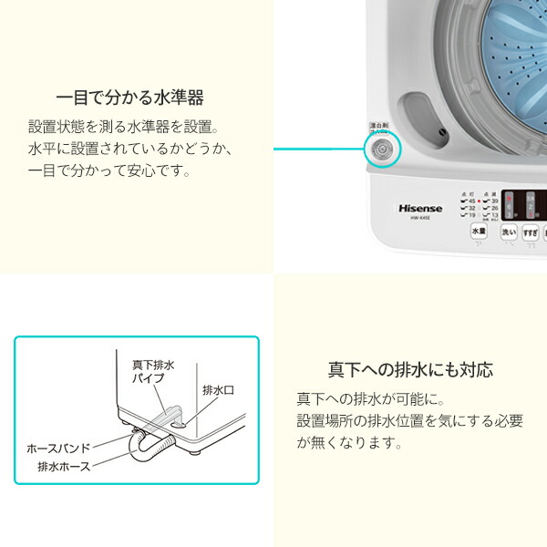 楽天市場】洗濯機 縦型 全自動洗濯機 洗濯4.5kg 最短10分洗濯 HW-K45E