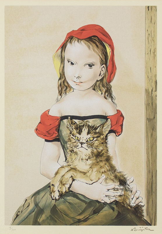 楽天市場】藤田嗣治 「 猫を抱く少女 」 シルクスクリーン 版画 : 内田画廊