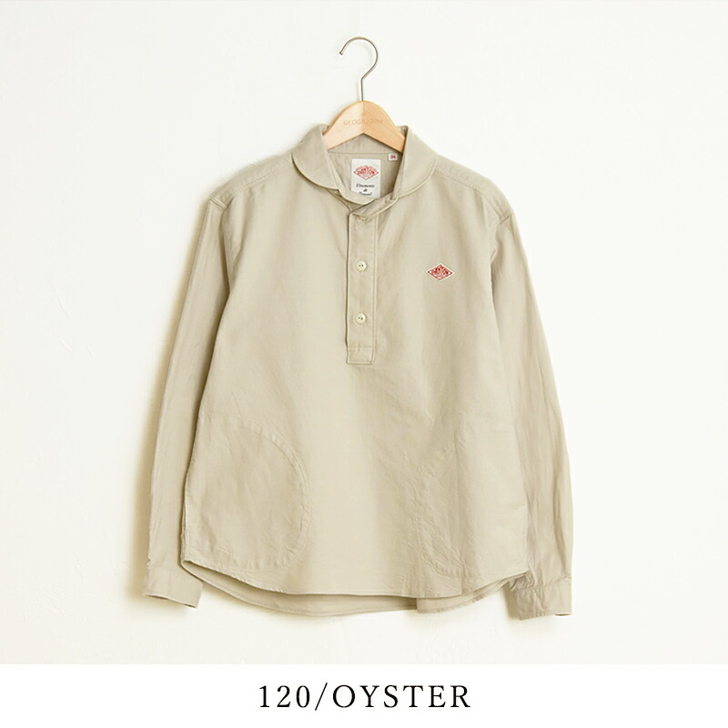 DANTONダントンプルオーバーシャツ丸襟ショールカラーコットンホワイト