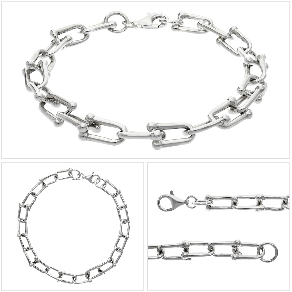 楽天市場】シルバー925 リンクチェーン ブレスレット シルバー 17